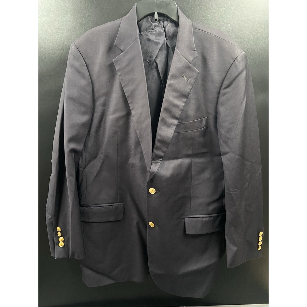Brooks Brothers 42L‎ Country Club Navy Loro Piana Wool Blazer Gold Button Coat